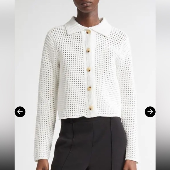 Vince Sweaters - NWT Vince block Stitch Cardigan Sweater Jacket Crochet Button-Up Collared